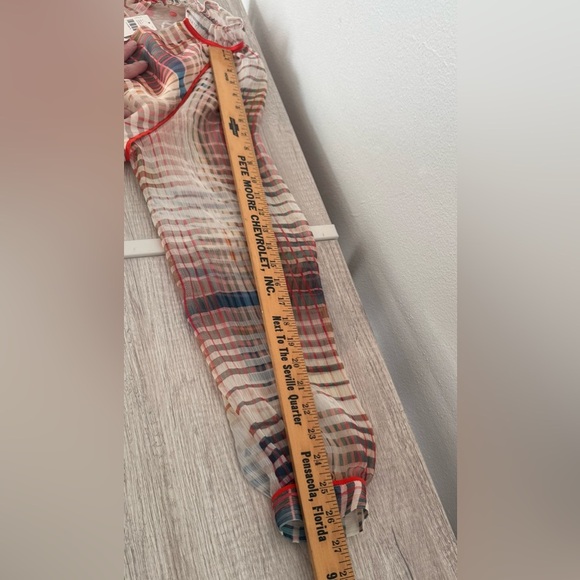 Anthropologie Adelyn Rae Grid Graphic Romper Sheer Sleeves NWT Size Medium - Picture 9 of 12